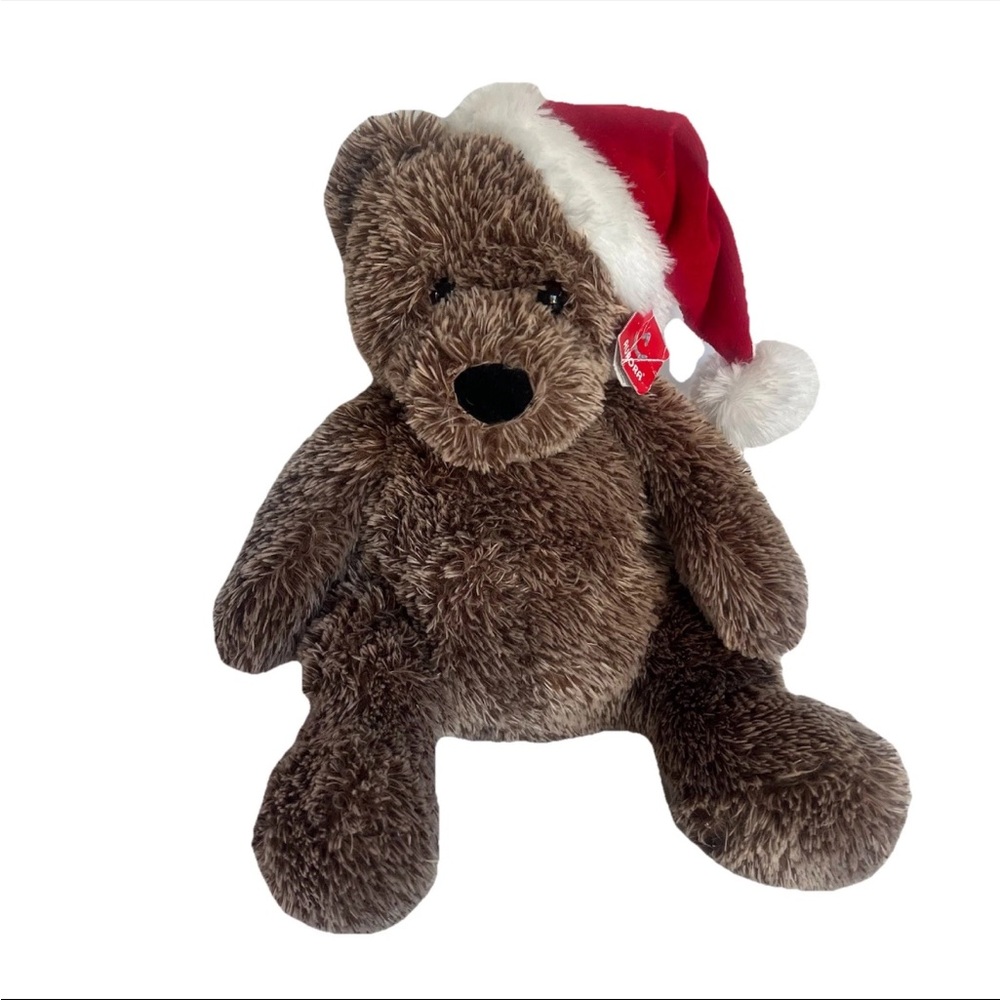NWT Aurora Christmas Teddy Bear 14” Holiday Plush Santa Hat Stuffed Animal Toy
